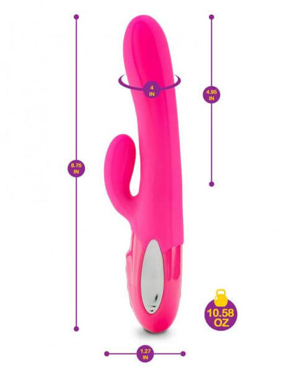 Viben Hypnotic Rechargeable Thrusting Rabbit Vibrator W/ Clit Stim Hot Pink