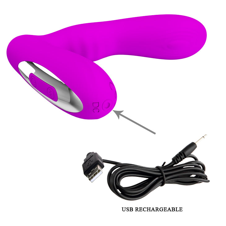 Silicone Prostate Massager Pretty Love Piper Double Pulsation Vibe Fuchsia