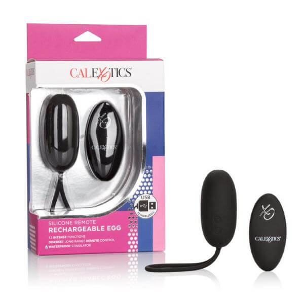 Silicone Rechargeable Egg Waterproof Bullet Vibrator Remote Black