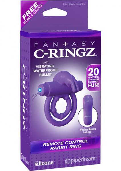 Vibrating Rabbit Silicone Penis Ring Fantasy C-Ringz Remote Purple