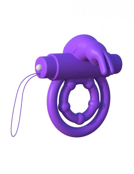 Vibrating Rabbit Silicone Penis Ring Fantasy C-Ringz Remote Purple