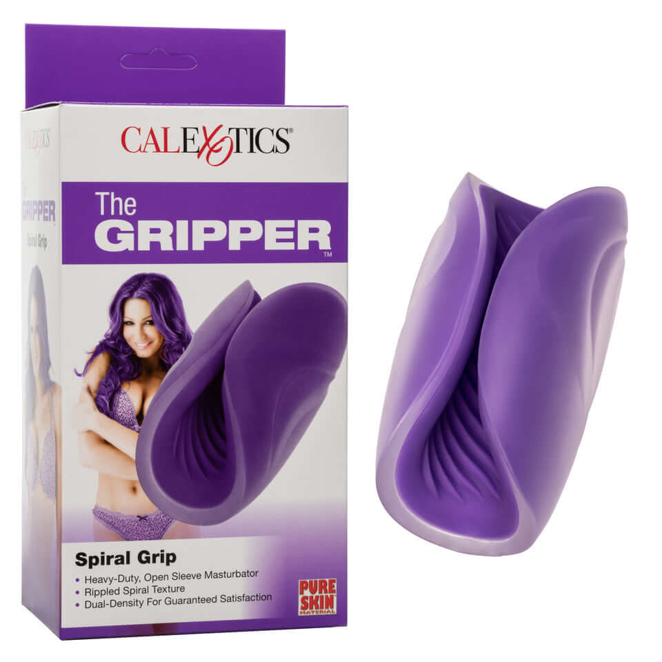 Textured Male Masturbation Open Sleeve The Gripper Spiral Grip Purple