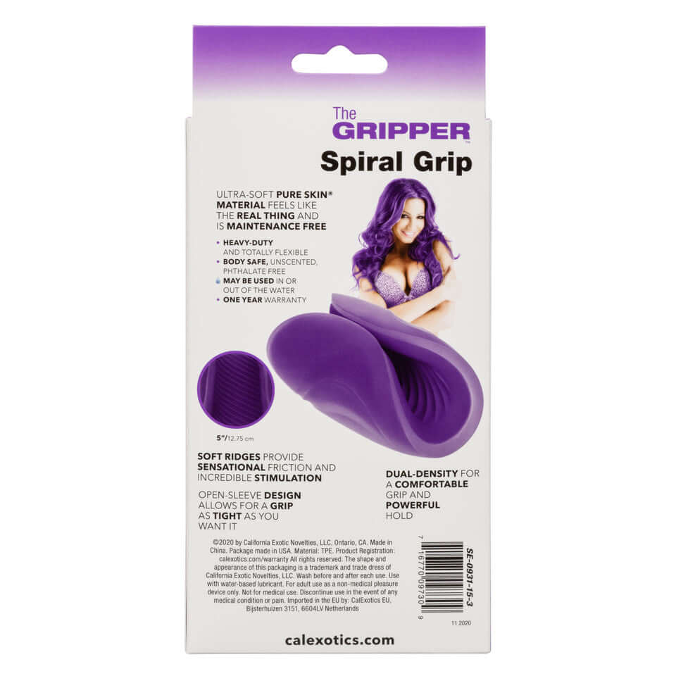 Textured Male Masturbation Open Sleeve The Gripper Spiral Grip Purple