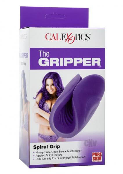 Textured Male Masturbation Open Sleeve The Gripper Spiral Grip Purple