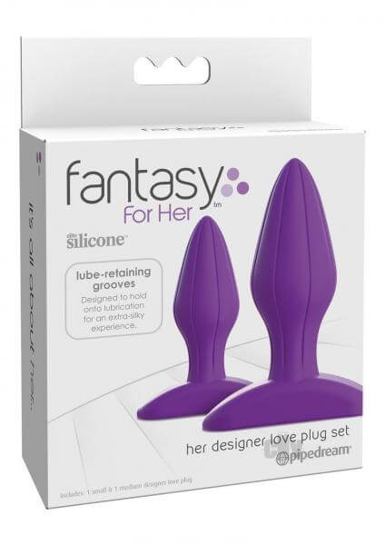 Grooved Silicone Butt Plug Fantasy For Her Designer Love Plug Set Purple