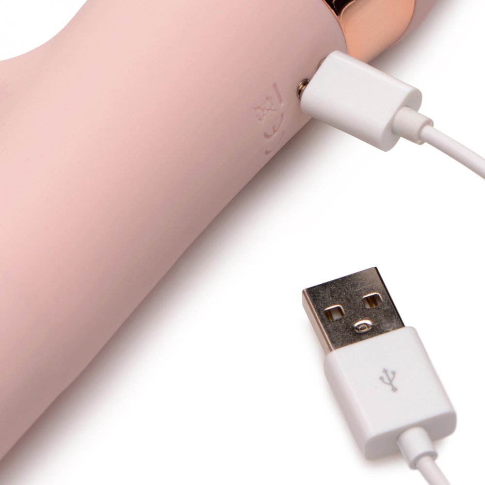 Rechargeable Silicone Rabbit Vibrator With Sliding Ring 10X Pink