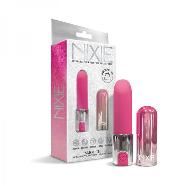 Nixie Smooch Rechargeable Lipstick Bullet Vibrator Pink Ombre 3.5 In.