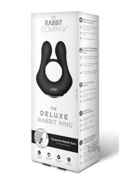 Rechargeable Silicone Vibrating Cock Ring The Deluxe Rabbit Ring Black