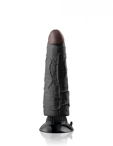 Waterproof Vibrating Dildo With Suction Cup Real Feel Deluxe # 3 Black 7 In.