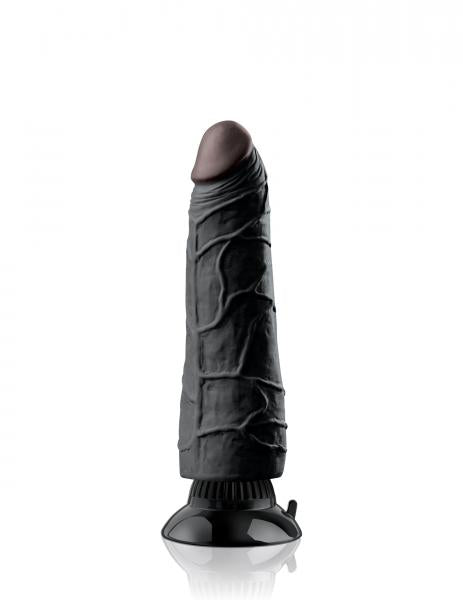 Waterproof Vibrating Dildo With Suction Cup Real Feel Deluxe # 3 Black 7 In.