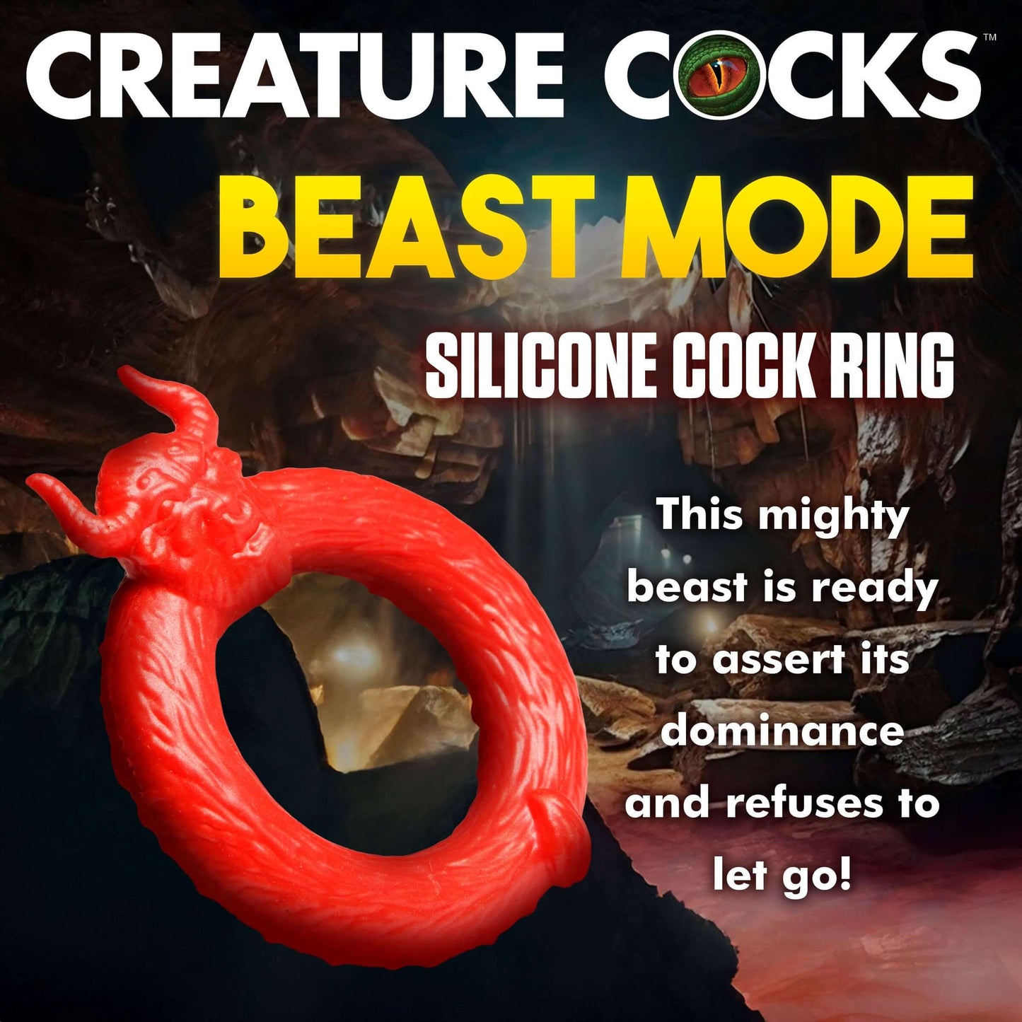 Finish it Creature Cocks Beast Mode Silicone Cock Ring Red