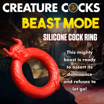 Finish it Creature Cocks Beast Mode Silicone Cock Ring Red