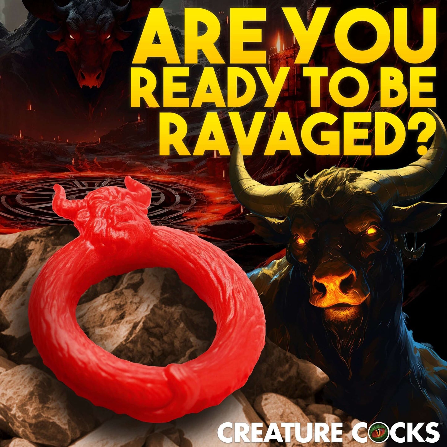 Finish it Creature Cocks Beast Mode Silicone Cock Ring Red