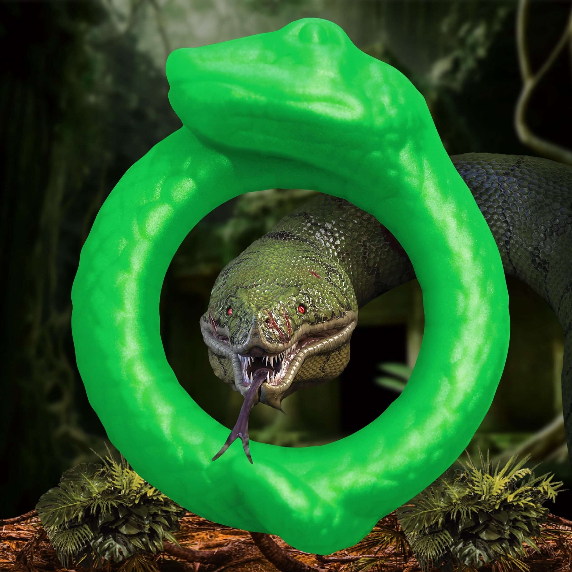 Silicone Penis Ring Creature Cocks Serpentine C-Ring Green