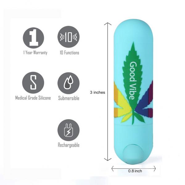 Jessi 420 10 Function Mini Bullet Vibrator 10 Function Teal