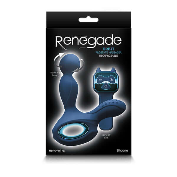 Vibrating Rotating Silicone Prostate Massager Renegade Orbit Blue