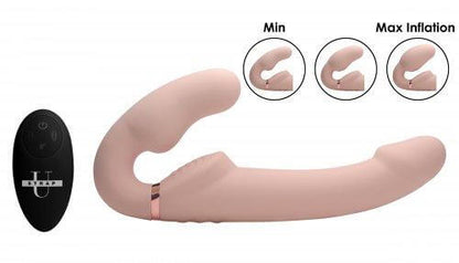 Strap U Remote Control Inflatable Ergo-Fit Strapless Strap-On Vibrating Dildo Beige