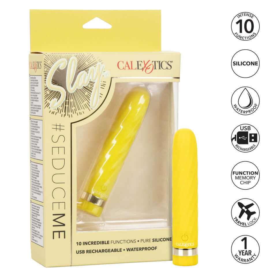 Waterproof Rechargeable Silicone Vibrator Slay #seduceme Yellow