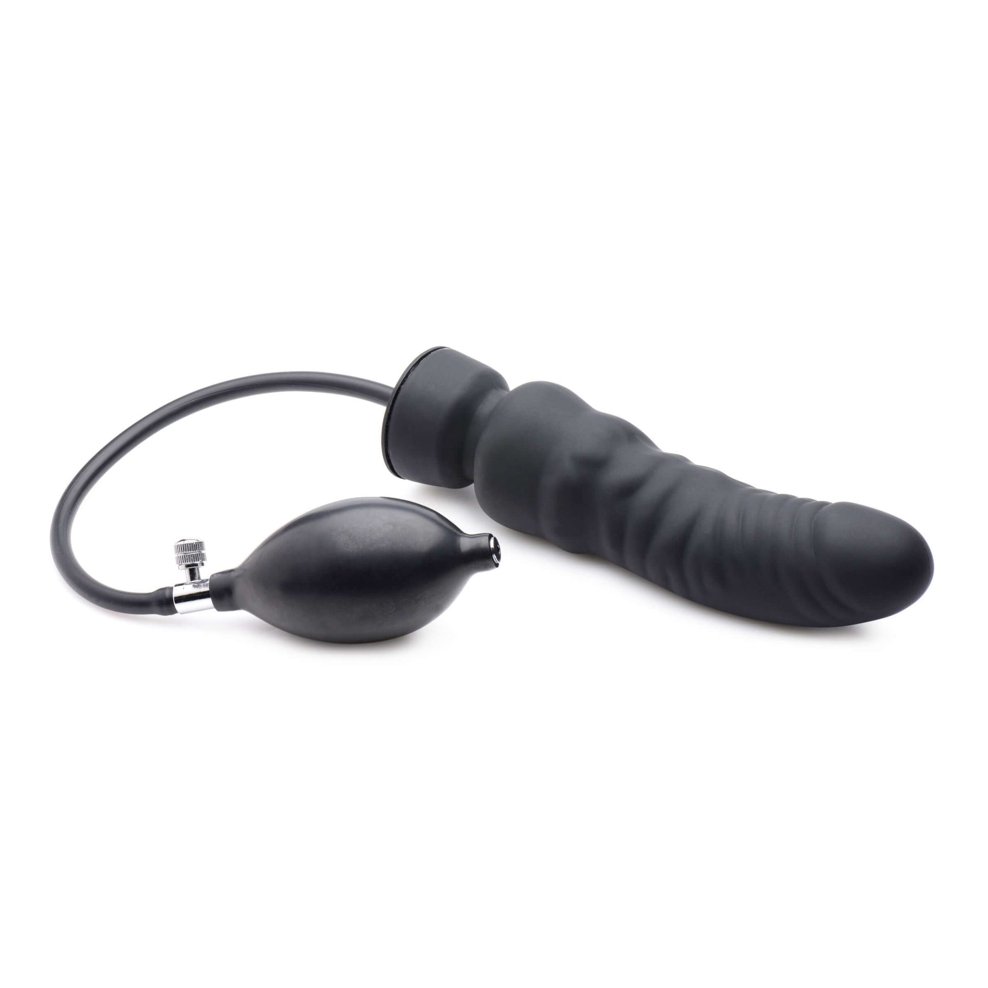 Inflatable Silicone G-Spot Dildo Dick-Spand Anal Butt Plug Ass-Pand Blk