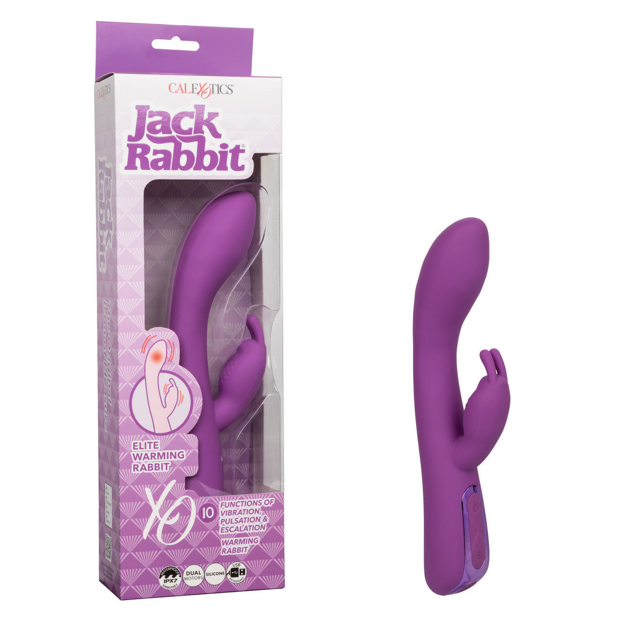 Warming Silicone Rabbit Vibrator Rechargeable Jack Rabbit Elite Purple