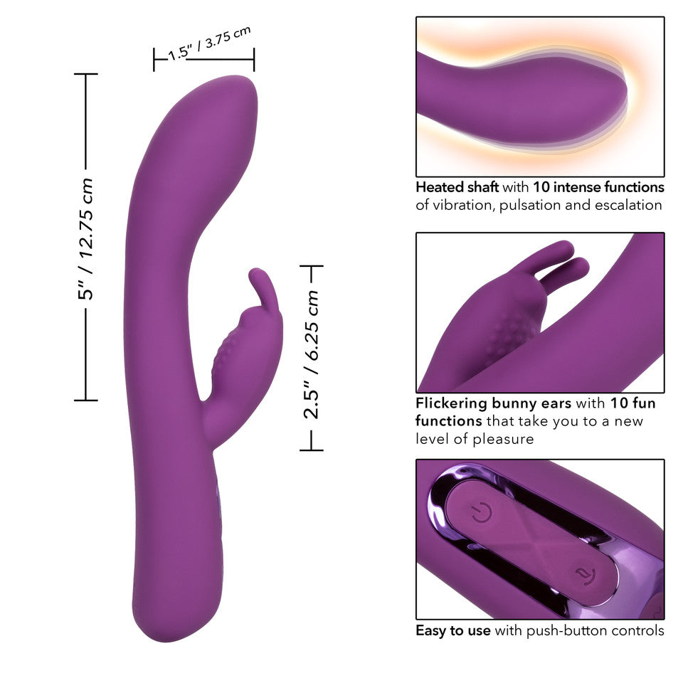 Warming Silicone Rabbit Vibrator Rechargeable Jack Rabbit Elite Purple