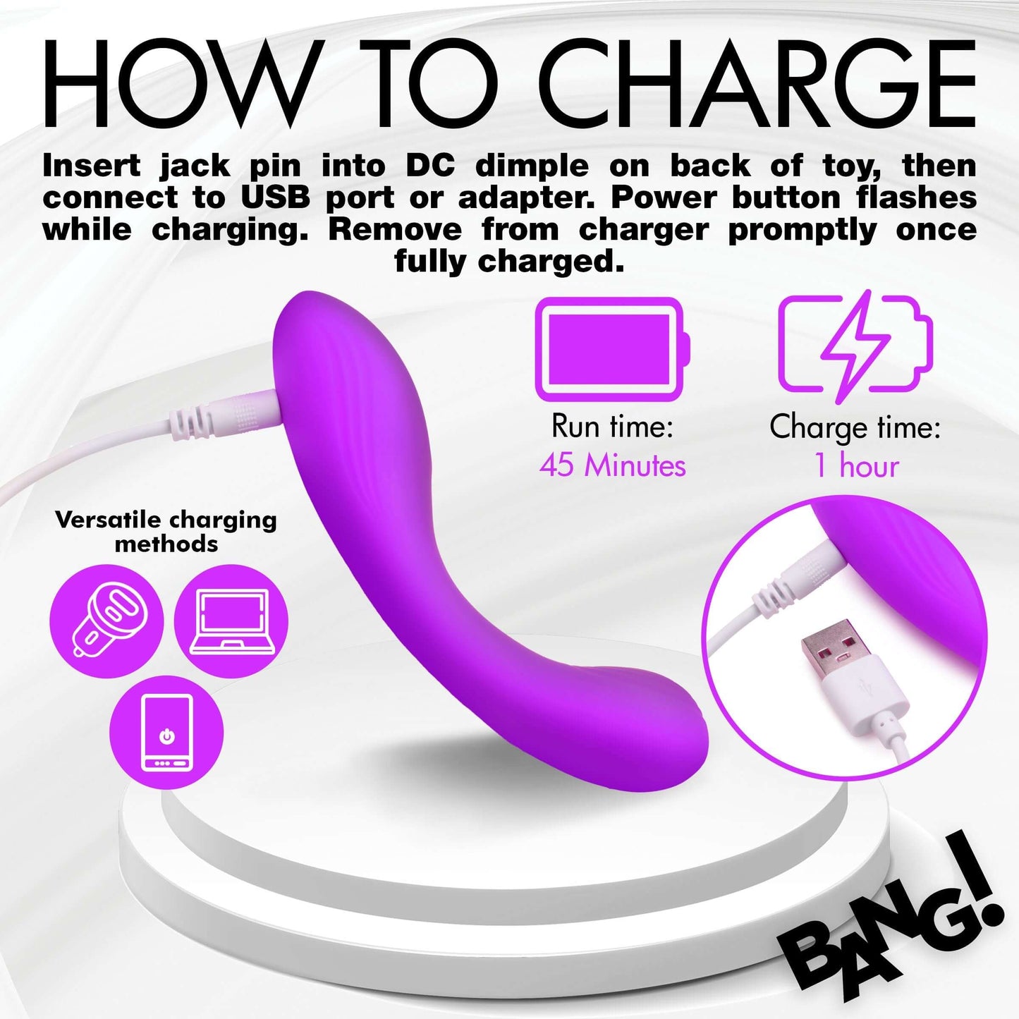 G-Spot Silicone Rechargeable Multi Speed Vibrator Purple