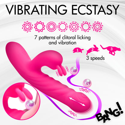 Rechargeable Thrusting And Vibrating Silicone Rabbit Vibrator Pink