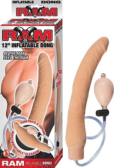 Inflatable Waterproof Dildo Ram 12 Inches Beige