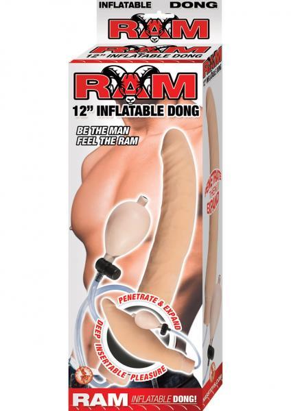 Inflatable Waterproof Dildo Ram 12 Inches Beige