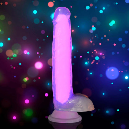 Glow In The Dark Silicone Dildo W/Balls Curve Toys Lollicock 7 In. Pink