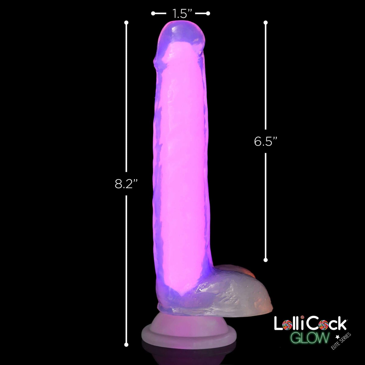 Glow In The Dark Silicone Dildo W/Balls Curve Toys Lollicock 7 In. Pink