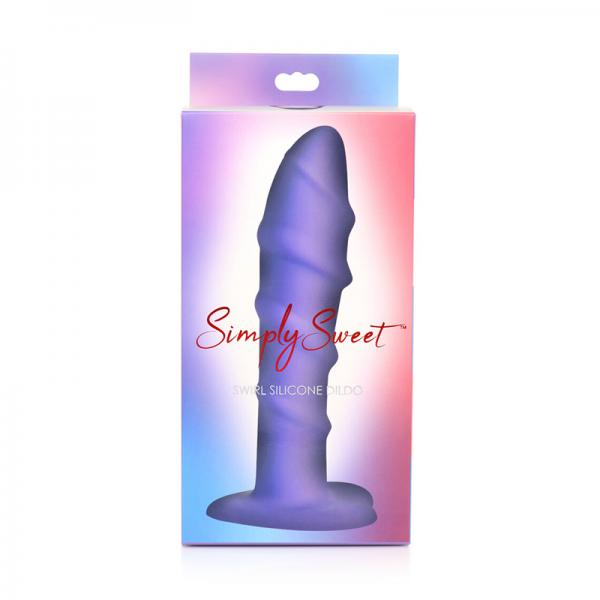 Simply Sweet Swirl Silicone Dildo With Suction Cup Curve Toys 7 In. Purple
