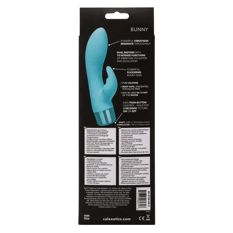 Eden Bunny Silicone Rabbit Vibrator 10 Functions G-Spot Blue