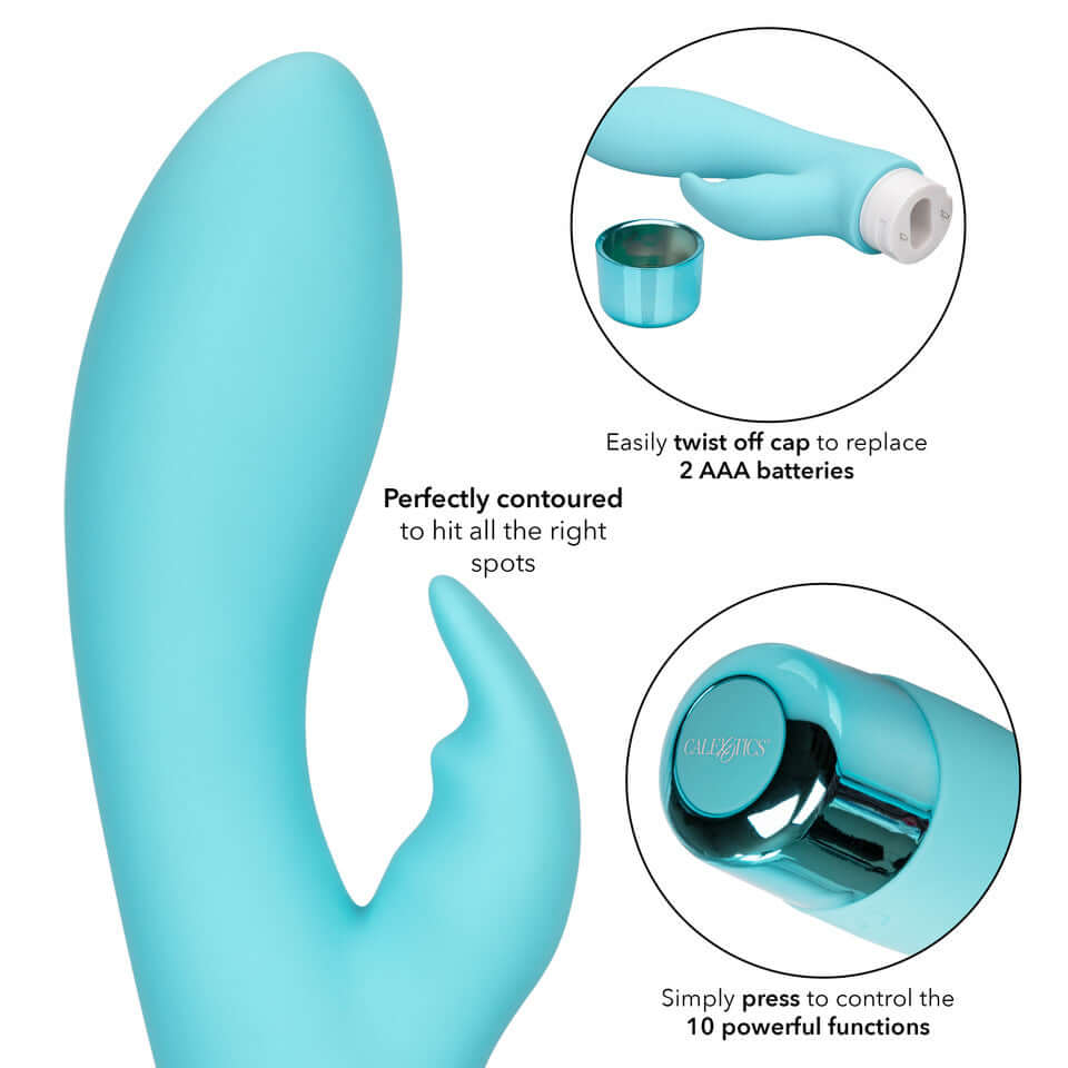 Eden Bunny Silicone Rabbit Vibrator 10 Functions G-Spot Blue