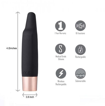 Rechargeable Wireless Silicone Bullet Vibrator Aspen Black